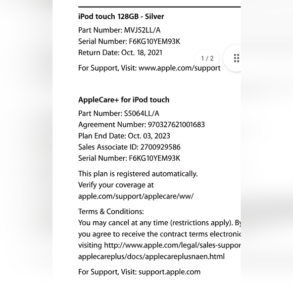 7th generation Like new iPod touch _ purchased from Apple store $388 - Picture 7 of 8